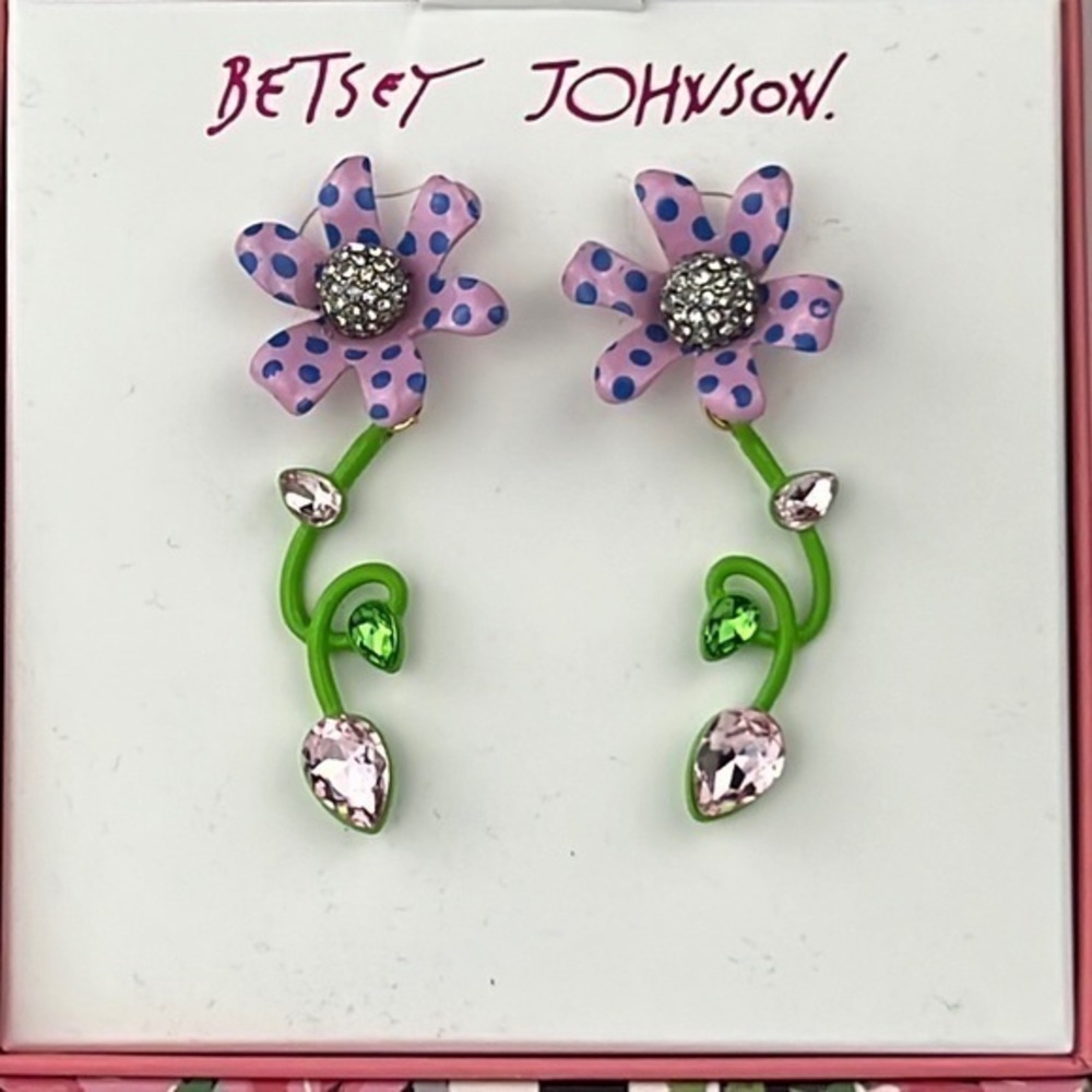Betsey Johnson - ‘Polka Dot Daisy’ earrings. NWT - Picture 1 of 4